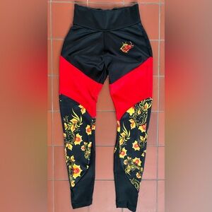 Womens Nike Essential Floral Printed Leggings 921644-010 Black/Yellow Size XS